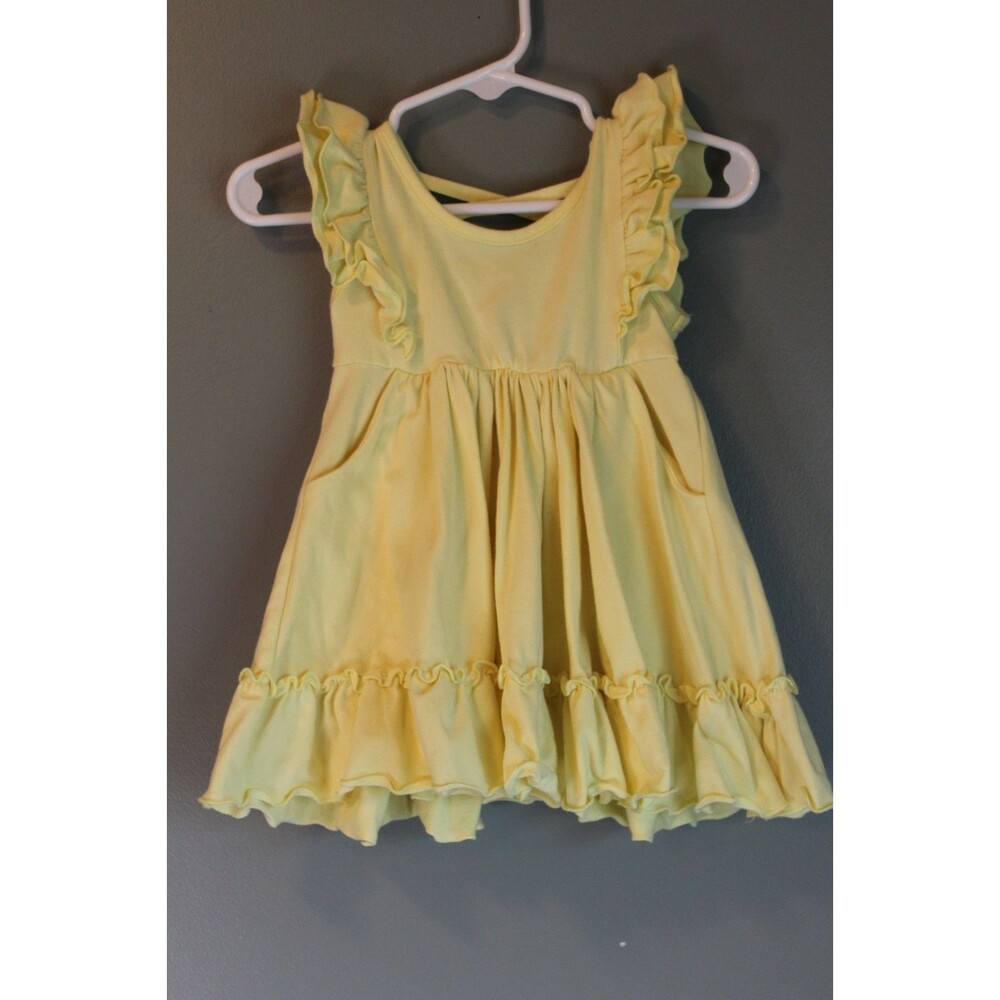 Serendipity Spring Summer Dress Yellow Size 9m Cotton Ruffles